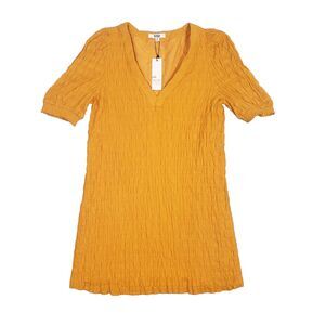 New! BB Dakota Steve Madden Soft & Found Crinkle Dress Womens M Sunflower Yellow